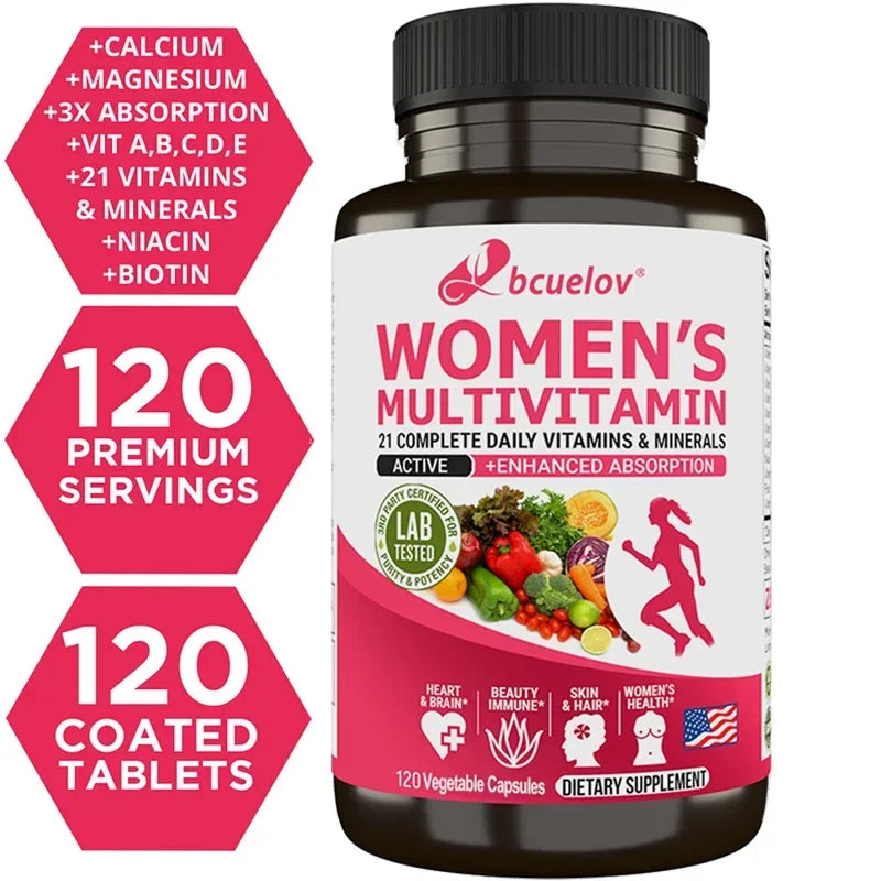 Suplemento multivitamínico multimineral para mujer - Magnesio Biotina Calcio Zinc Selenio - Apoya las articulaciones Piel Uñas