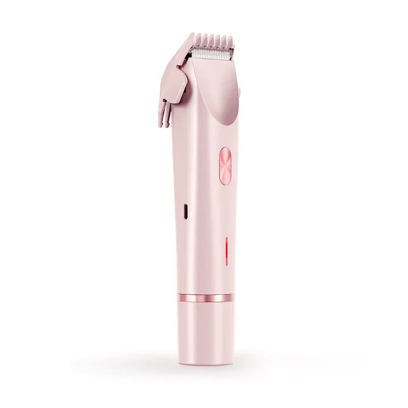 Maquinilla de afeitar eléctrica de doble cabezal para mujer, afeitadora indolora recargable en seco y húmedo, utensilio para eliminar el vello para zonas privadas corporales