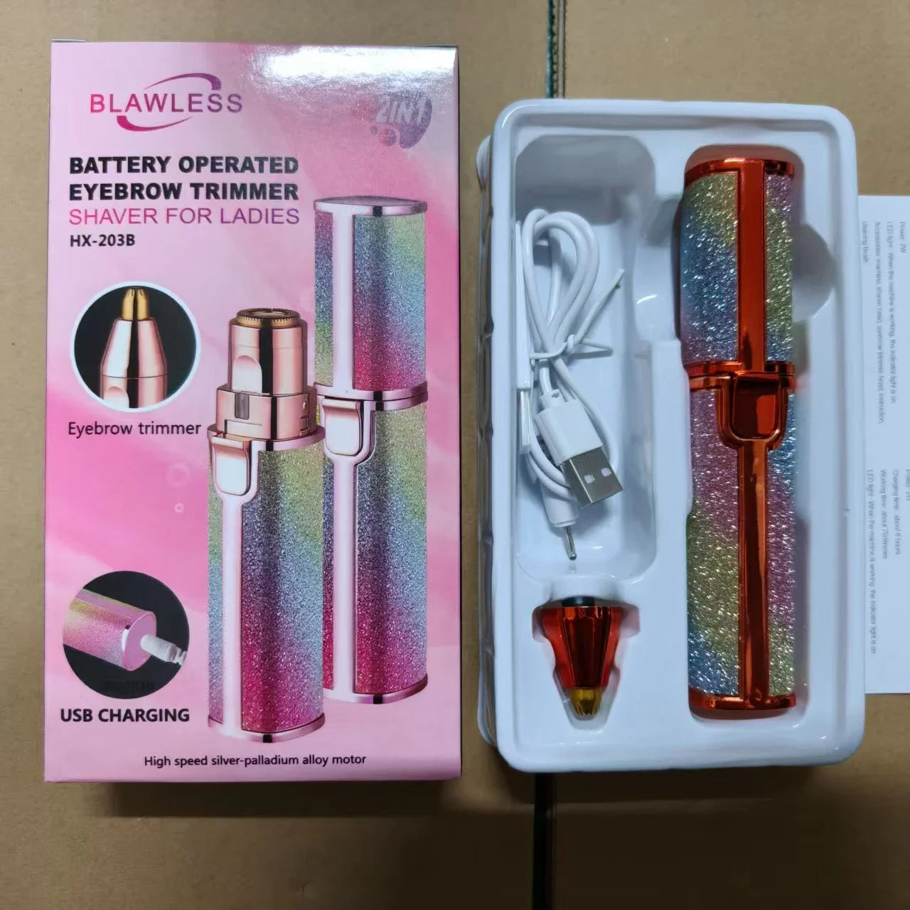 Depiladora Eléctrica de Cejas para Mujer 2 en 1, Recargable, Depilación Facial y Afeitadora de Cejas, Depiladora Corporal sin Dolor