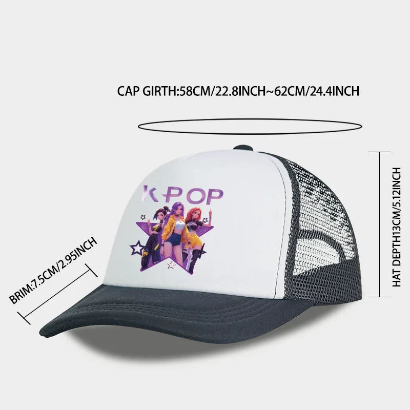 Gorra de malla estampada del grupo femenino de K-POP, gorra de béisbol transpirable de verano, sombrero de sol unisex ajustable, perfecto para los fanáticos del K-Pop