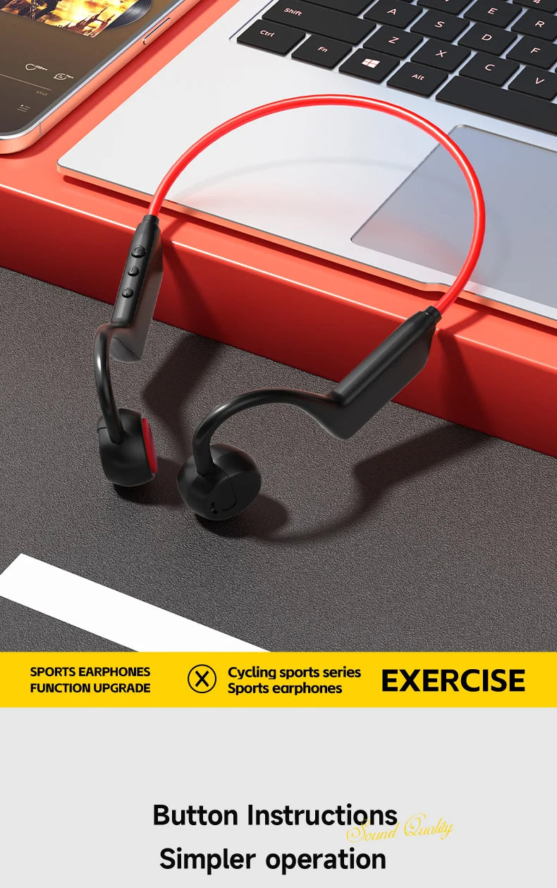 Auriculares OnePlus de Conducción Ósea, Auriculares Deportivos con Bluetooth 5.4, Resistentes al Agua IPX8, Manos Libres con Micrófono para Hacer Ejercicio