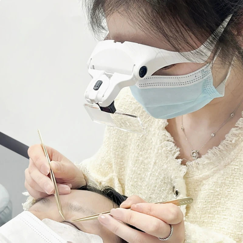 Lupa ajustable de 5 lentes, lupa para extensión de pestañas, lámpara de luz LED, reparación de injerto, tatuaje, pestañas individuales