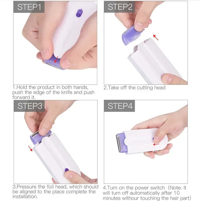 Depiladora de luz azul para cuerpo de mujer, afeitadora de inducción, herramienta de depilación, depiladora de labios de Bikini automática eléctrica rotativa para cara y pierna