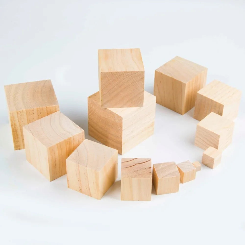 10pc DIY Building Block Unfinished Blank Wooden Natural Wooden Cube Kids Toy Square Block Woodwork Craft Puzzle Making Material