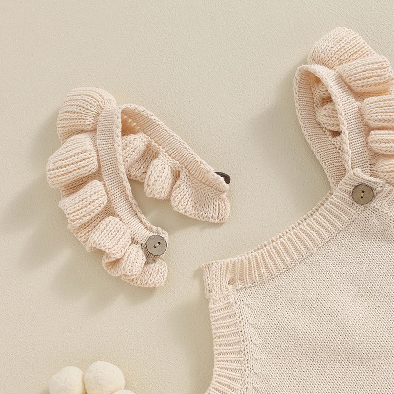 Baby Girl Floral-Embroidered Sleeveless Ruffle Romper