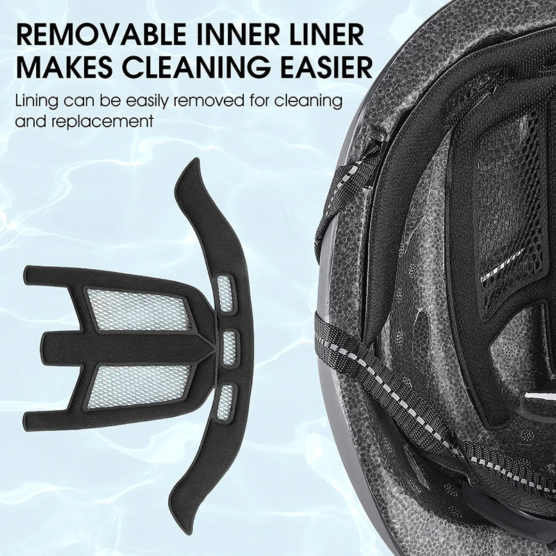 Casco de Ciclismo Ultraligero WEST BIKING con Luz Trasera y Gafas Integradas para Hombre y Mujer, Casco de Seguridad para Ciclismo de Montaña, Carretera y Motocicleta