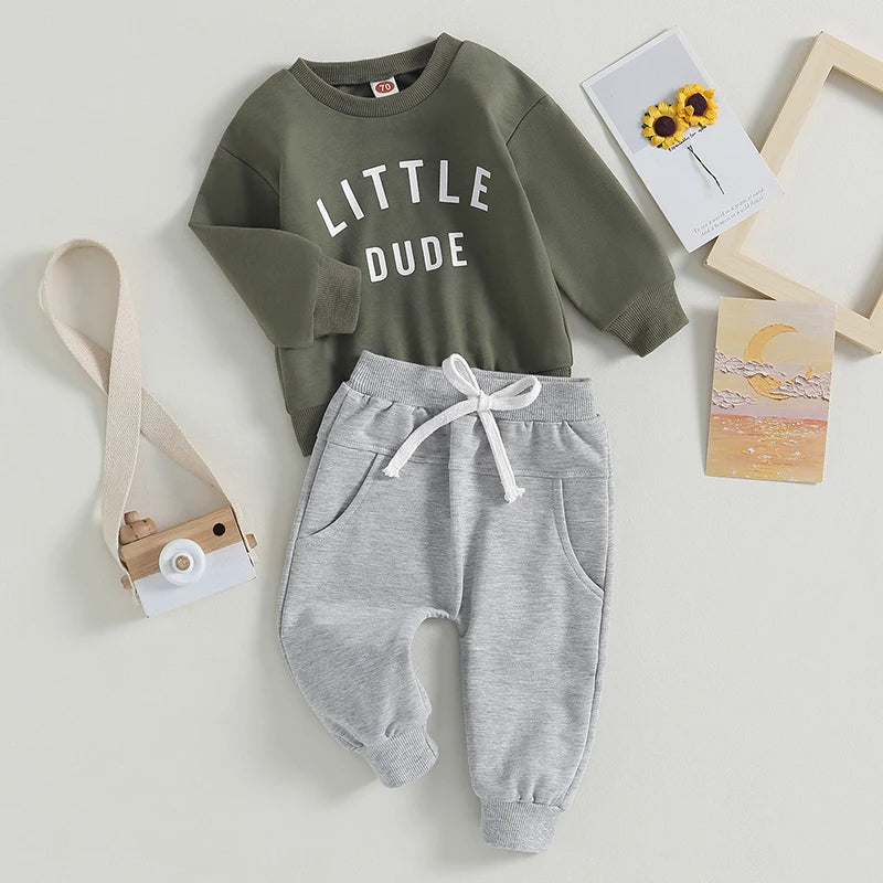 Toddler Letter-Print Long-Sleeve Top & Pants Set