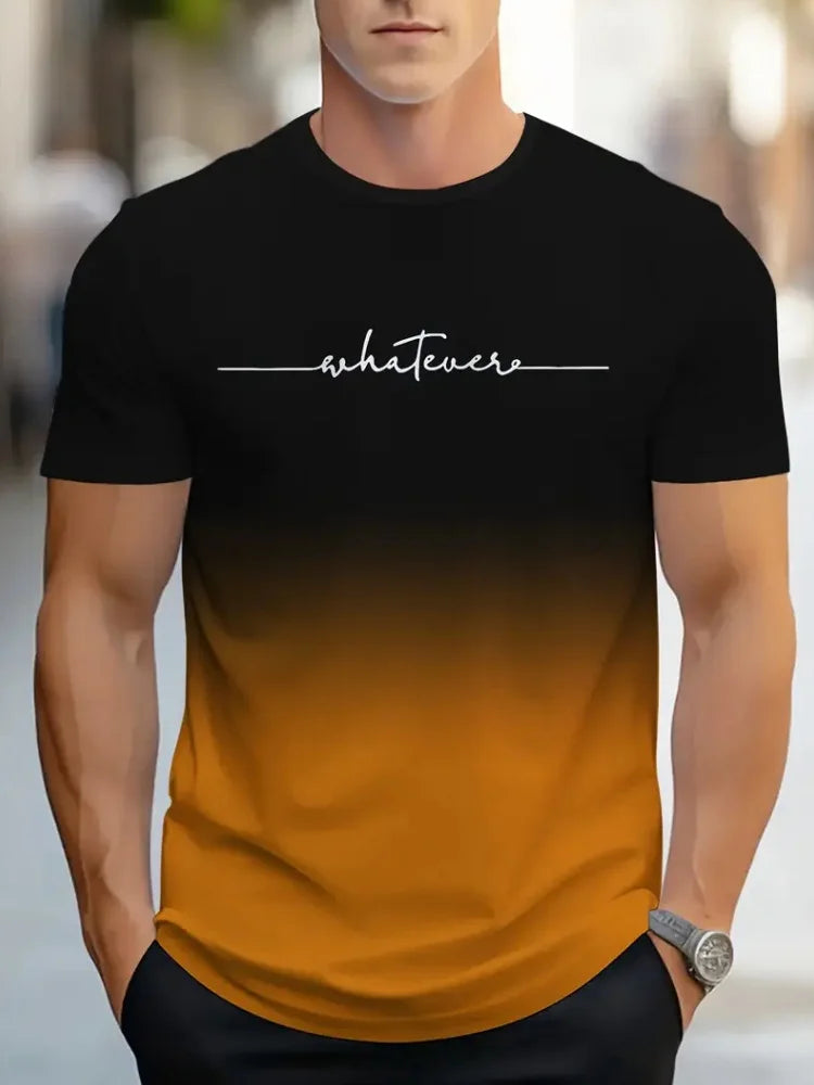 Camiseta de Hombre con Estampado Simple, Moda Masculina, Talla Grande, Transpirable, para Verano, Cuello Redondo, Manga Corta