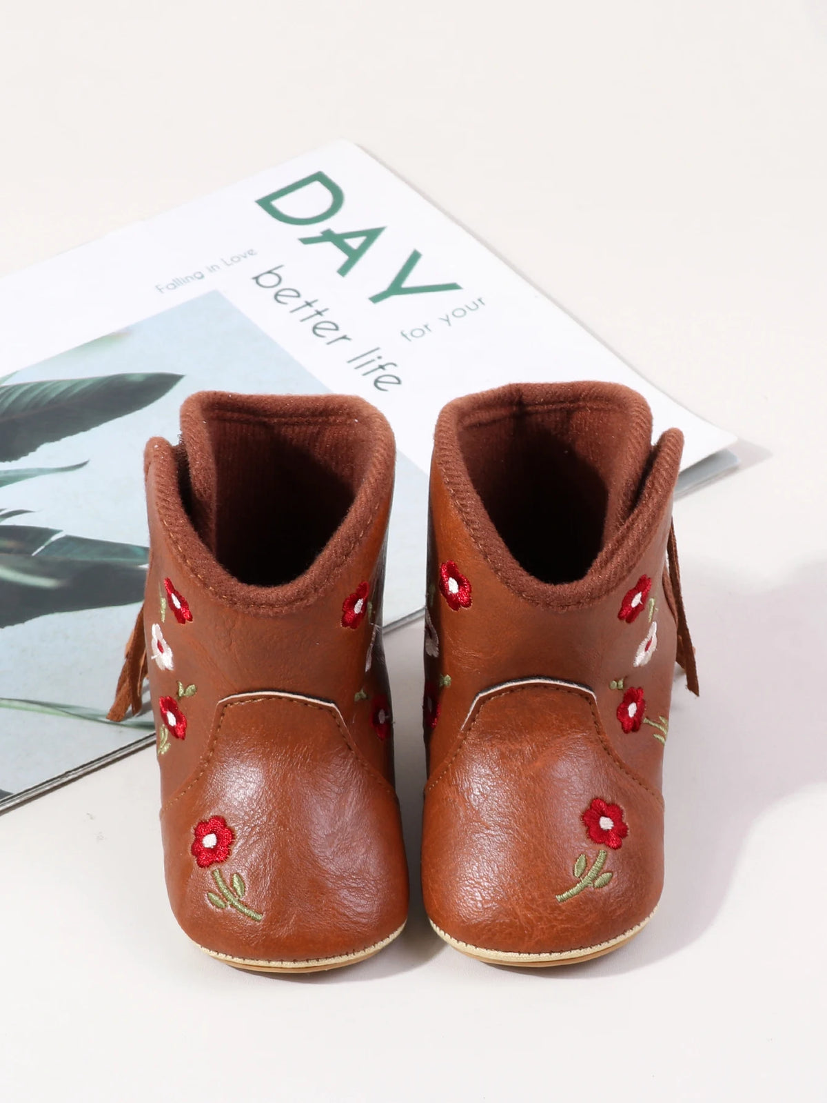 Leather Western Boots Cowboy Bootie Soft Sole Non-Slip Crib Shoes for Baby Infant Toddler Girls Boys Newborn