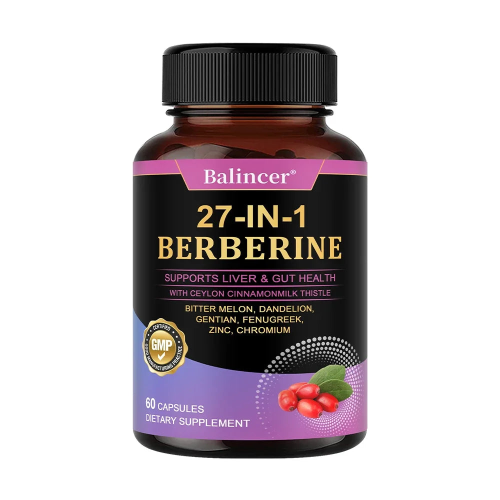 Cápsulas de bereberina - con canela de Ceilán - Equilibrio del azúcar en sangre, Salud cardiovascular, Ayuda a la digestión, Promueve el metabolismo