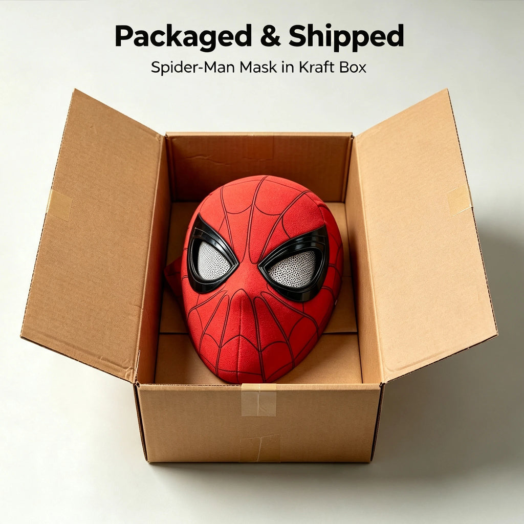 Spider-Man Cosplay Mask with Chin-Activated Blinking Eyes