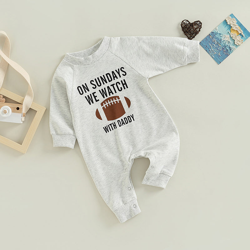 Baby Long-Sleeve Rugby Letter-Print Romper