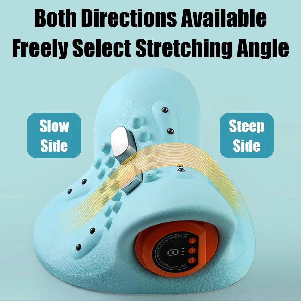 Masajeador eléctrico de tracción Cervical para cuello, almohada de masaje para amasar vibración, almohada ergonómica para la cabeza, herramienta de relajación para el hogar