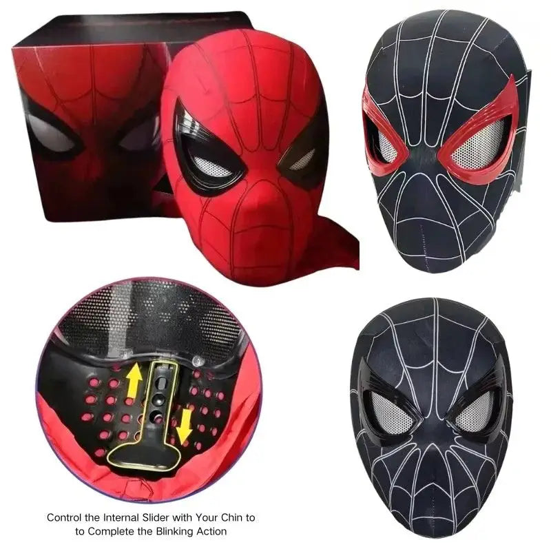 Spider-Man Cosplay Mask with Chin-Controlled Moving Eyes