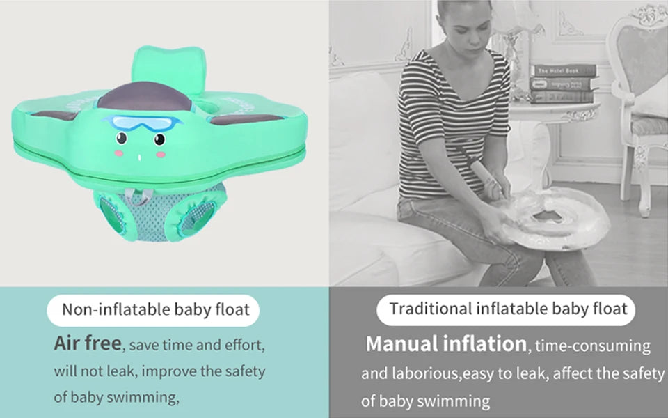 Mambobaby Baby Float with Seat Large Swimming Ring for Infant No Inflation Pool Accessories 6-18-24 Months Pool Game Toys