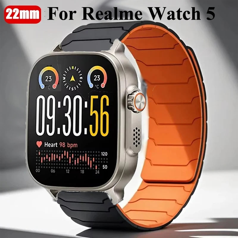 Correa deportiva de silicona magnética de 22mm para reloj inteligente Realme 5, pulsera para reloj Realme S2/Realme S 2 2Pro 3 3 Pro