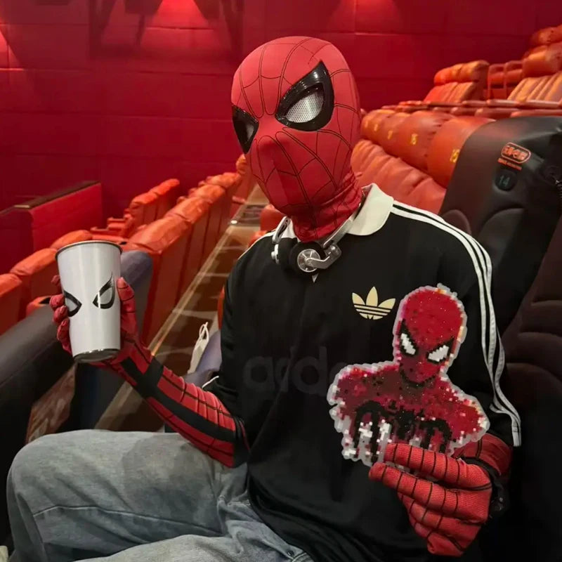 Spider-Man Cosplay Mask with Chin-Activated Blinking Eyes