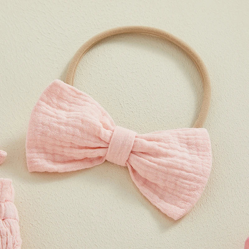 Baby Girl Sleeveless Tie-Strap Romper & Headband