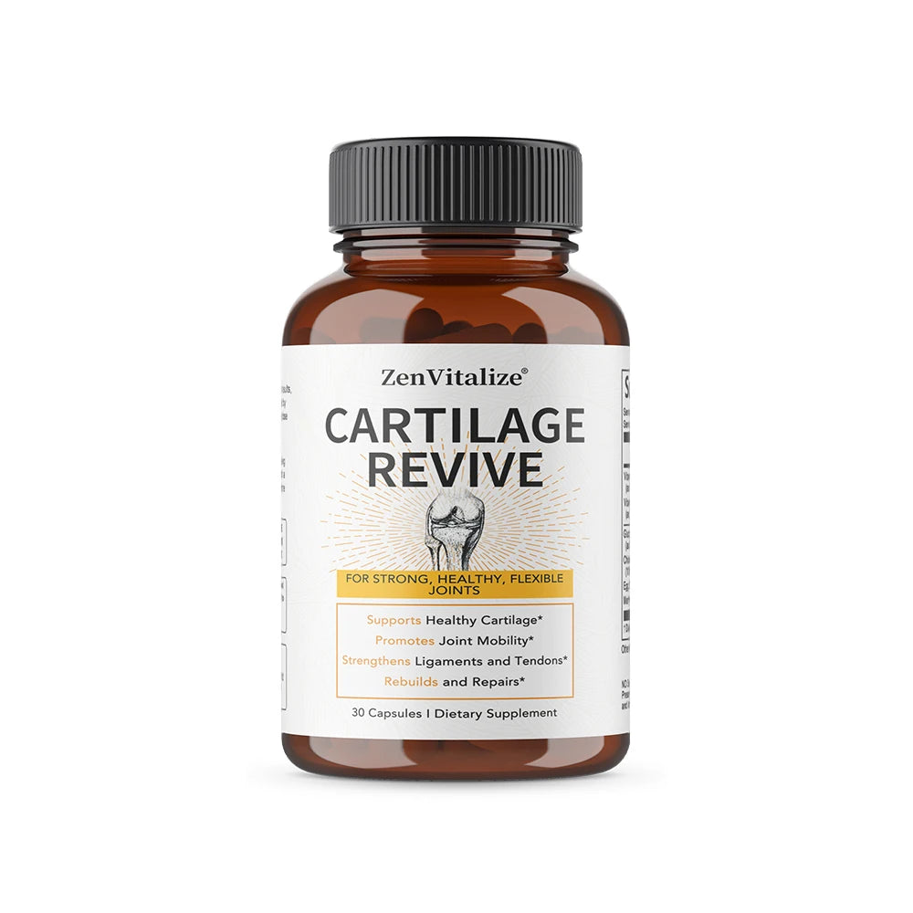 Cápsulas de Suplemento Cartilage Revive con Glucosamina, MSM, Vitamina D3, C - Apoyo para las Articulaciones, Antioxidante, Mejora la Flexibilidad