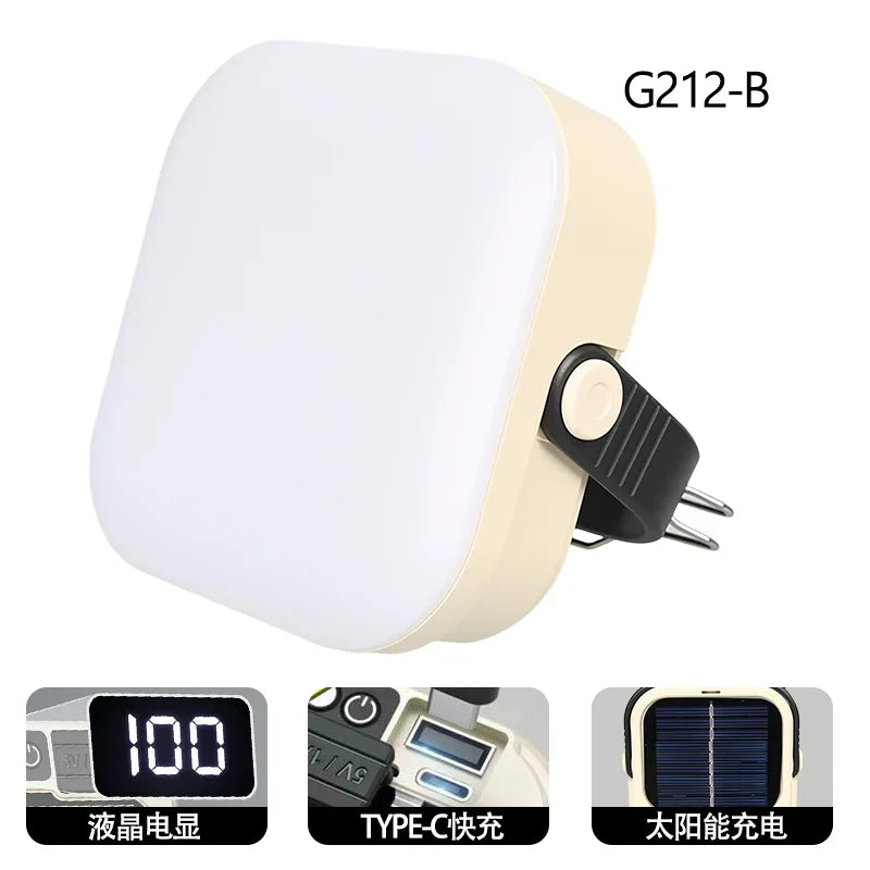 Mini reflector COB, linterna de bolsillo recargable para acampar al aire libre, luz de tienda impermeable de emergencia con pantalla Digital y gancho