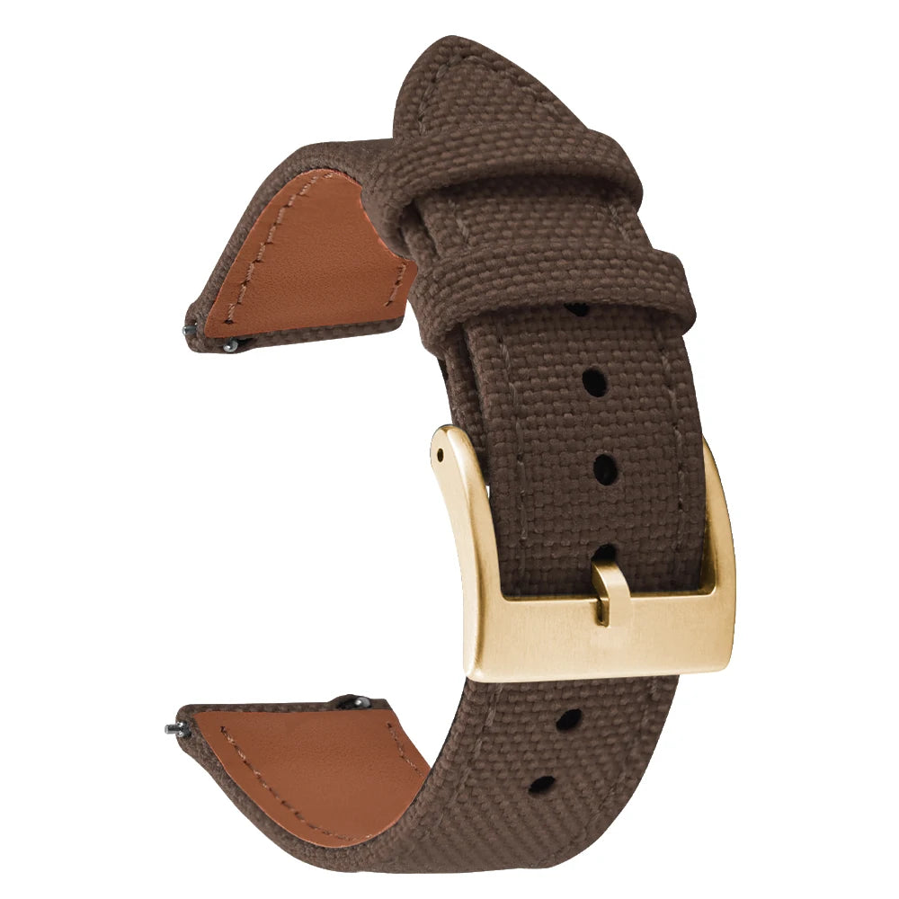 Correa de reloj de nailon de 18mm, 20mm y 22mm, correas de reloj de cuero y tela de vela de dos caras, pulseras de liberación rápida, cinturón deportivo para hombres y mujeres