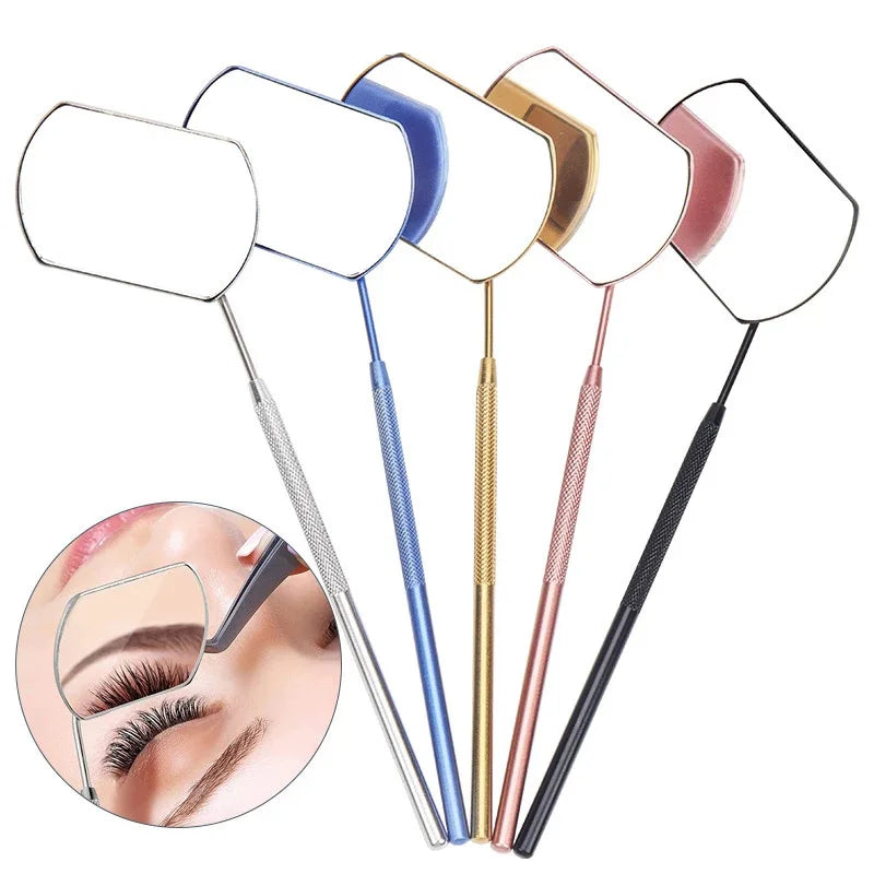 Espejo de pestañas para injerto de pestañas, belleza de aumento, mango largo para comprobar extensiones de pestañas postizas, herramientas de maquillaje, proveedor de espejos