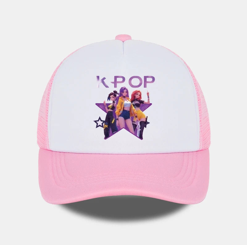 Gorra de malla estampada del grupo femenino de K-POP, gorra de béisbol transpirable de verano, sombrero de sol unisex ajustable, perfecto para los fanáticos del K-Pop