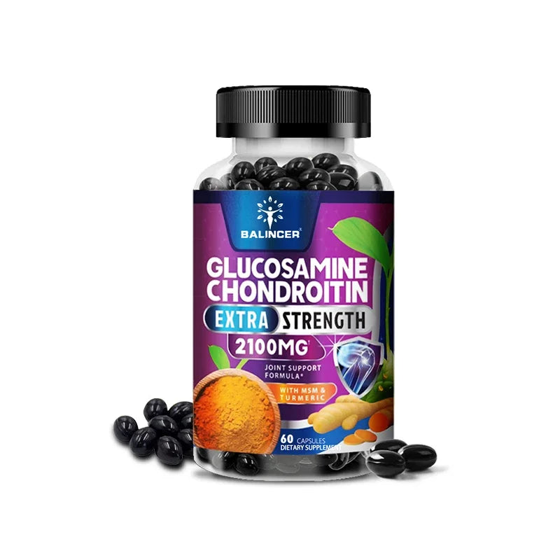 Glucosamina, Condroitina, Cúrcuma y MSM - Suplemento para la Salud de las Articulaciones, Antioxidante, Ayuda a Aliviar el Dolor de Espalda, Rodillas y Manos