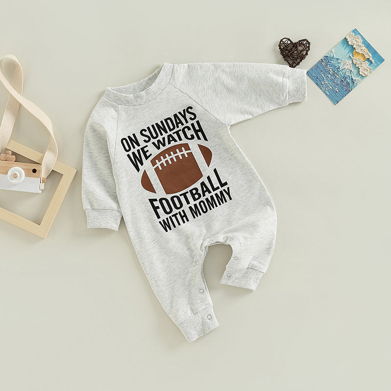 Baby Long-Sleeve Rugby Letter-Print Romper