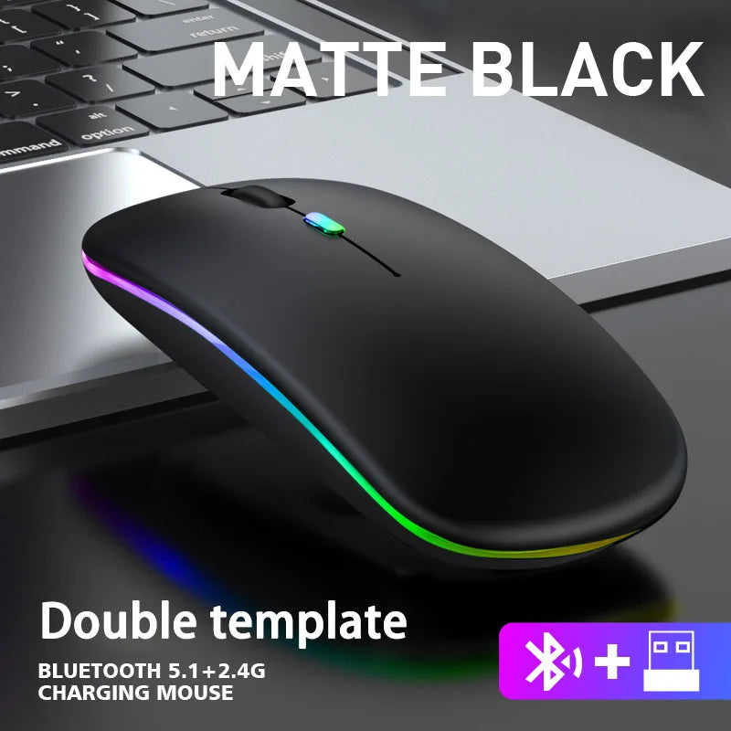 Ratón inalámbrico Bluetooth 2,4G modos duales ratones recargables RGB ergonómico silencioso clic ratón para PC ordenador iPad portátiles 3600DPI
