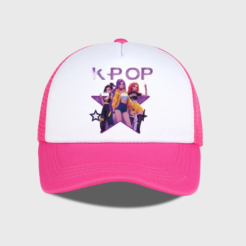 Gorra de malla estampada del grupo femenino de K-POP, gorra de béisbol transpirable de verano, sombrero de sol unisex ajustable, perfecto para los fanáticos del K-Pop