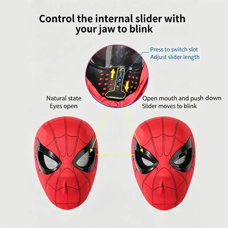 Spider-Man Cosplay Mask with Chin-Activated Blinking Eyes