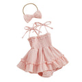 Baby Girl Sleeveless Tie-Strap Romper & Headband