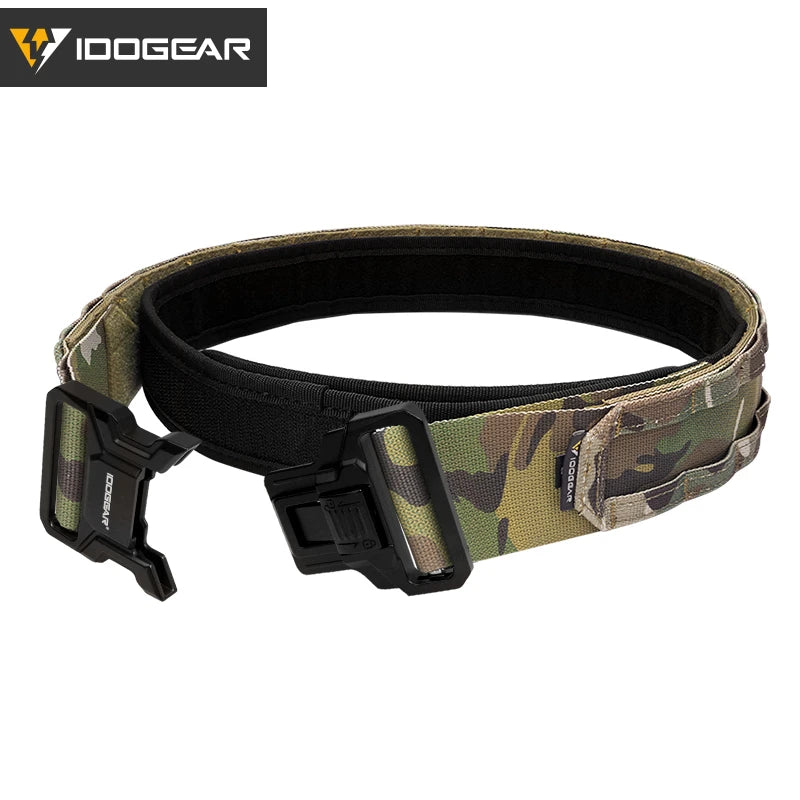 IDOGEAR-Cinturón táctico MOLLE de 2 ", cinturón MOLLE de liberación rápida con interior exterior ajustable para hombres, deportes al aire libre Airsoft 3444