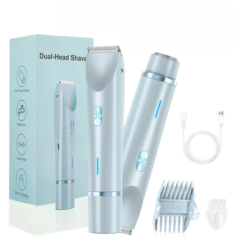 Afeitadora Eléctrica para Mujer, Doble Cabezal, Doble Uso, Depiladora Corporal, Depiladora de Piernas, Axilas, Bikini, Recortadora Eléctrica de Vello