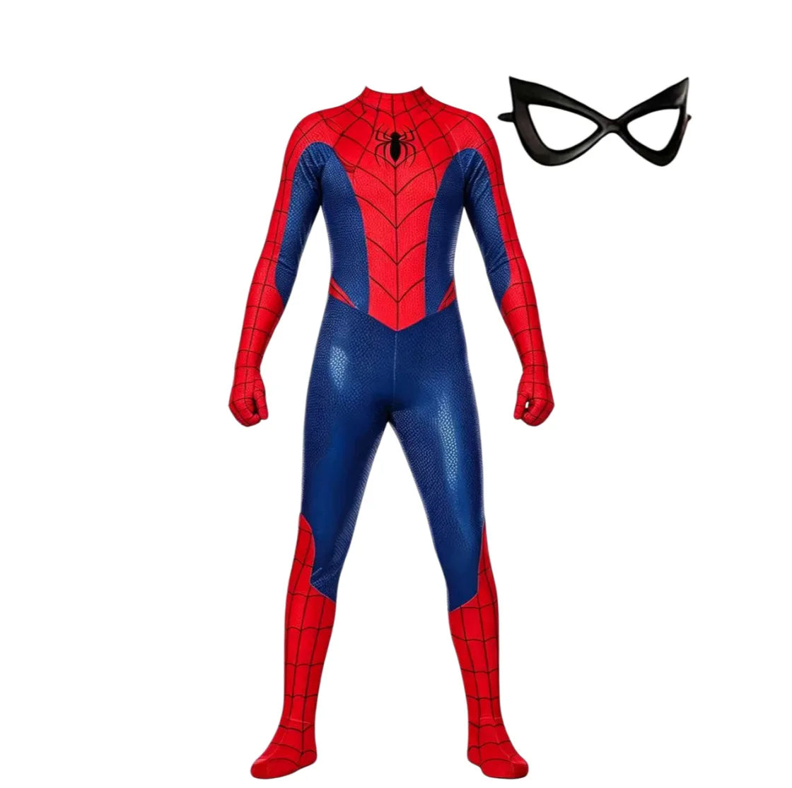 Red and blue Spider-Man cos costume Halloween Comic-Con Children Adult one-piece tights Independent blindfold Hero performance