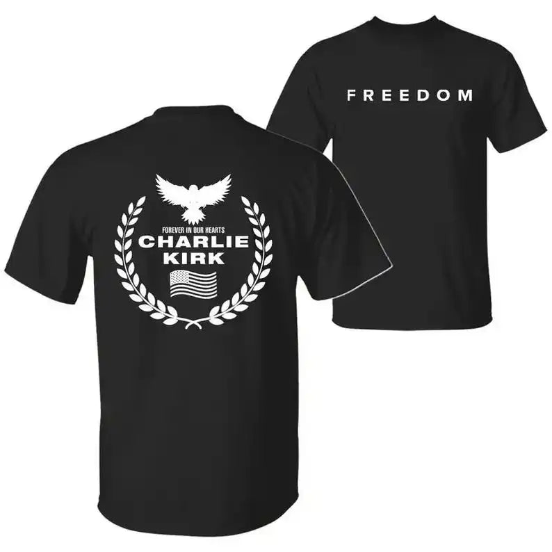 Camisa de libertad de Charlie Kirk, camiseta de héroe americano conmemorativa del homenaje, camiseta de activismo patriótico, camisetas gráficas Harajuku, ropa de calle