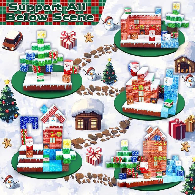 Build your Christmas world magnetic cube magnet stone building blocks kids gift puzzle boy toy magnetic Assemble the model