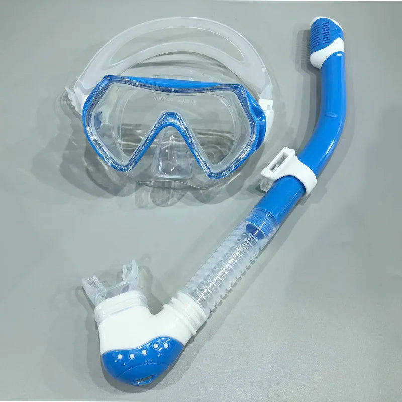 Set de Gafas de Snorkel para Niños con Cubierta Nasal, Máscara de Buceo Antivaho, Equipo de Natación, Vidrio Templado 180 °   Niños y niñas de 3 a 10 años