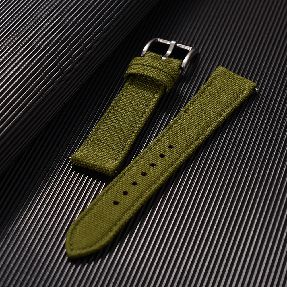 Correa de reloj de nailon de 18mm, 20mm y 22mm, correas de reloj de cuero y tela de vela de dos caras, pulseras de liberación rápida, cinturón deportivo para hombres y mujeres