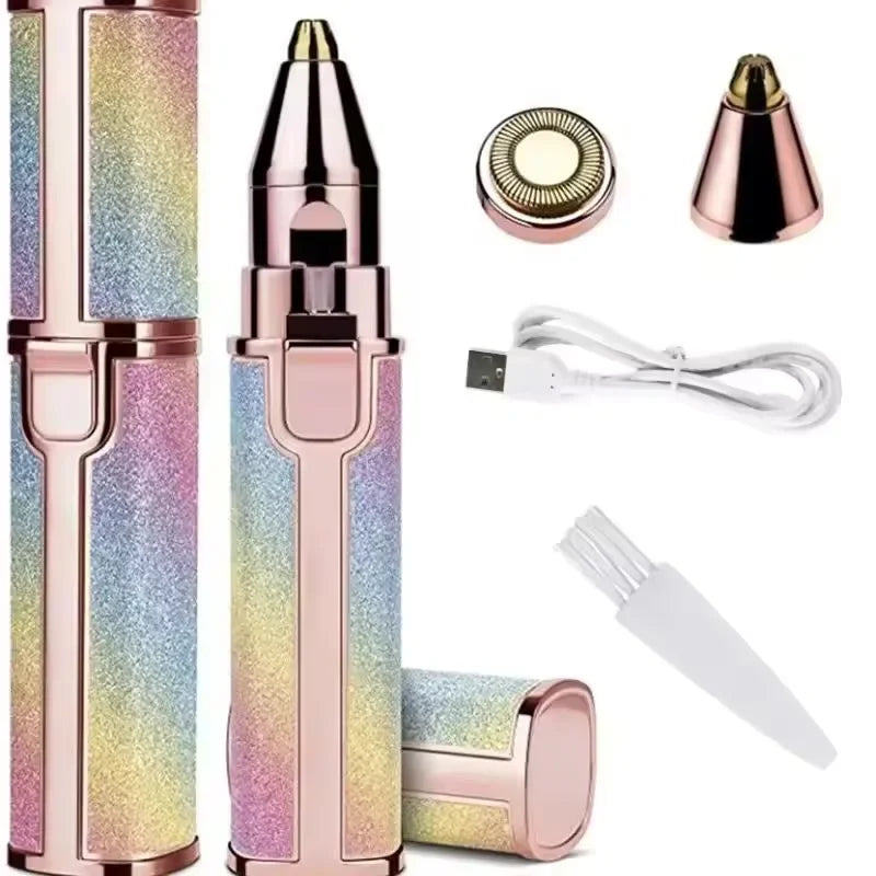Depiladora eléctrica portátil 2 en 1, recortadora de cejas, depiladora de labios Facial corporal para mujer, Mini afeitadora indolora recargable