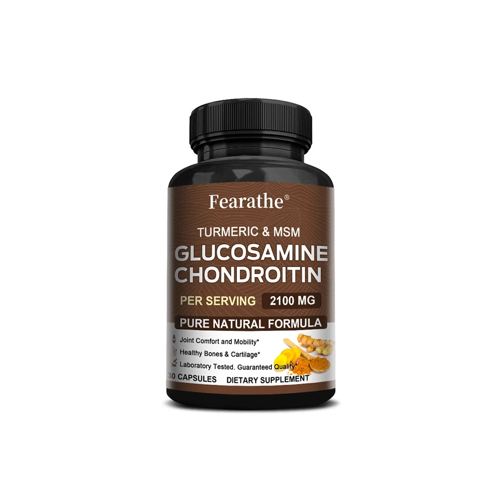 Glucosamina, Condroitina y MSM – Suplemento para el Soporte de las Articulaciones para Mujeres y Hombres con Sulfato de Glucosamina para el Cartílago y la Flexibilidad