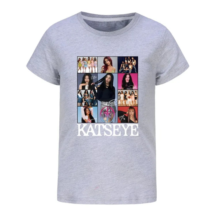 Camiseta KATSEYE Kpop para niños, ropa de verano 2026, camisetas de manga corta para niñas, ropa de calle a la moda para niños