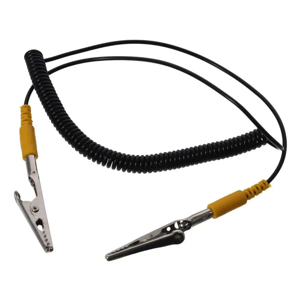 Cable de conexión a tierra ESD antiestático, Cable en espiral, con pinza de cocodrilo Doble