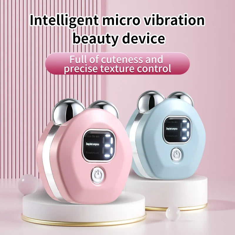 Masajeador de rodillo de microcorriente portátil, vibración eléctrica, levantamiento de cara y cuello, instrumento de belleza antiarrugas para estiramiento de la piel