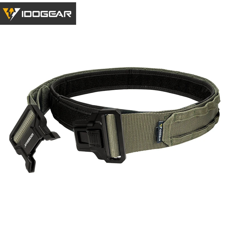 IDOGEAR-Cinturón táctico MOLLE de 2 ", cinturón MOLLE de liberación rápida con interior exterior ajustable para hombres, deportes al aire libre Airsoft 3444