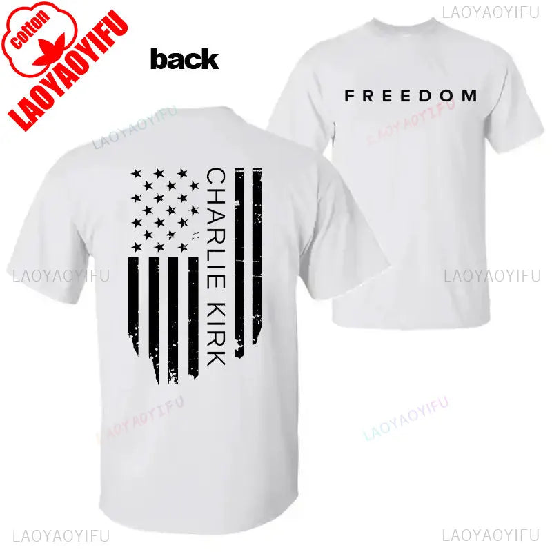 Camisa de libertad de Charlie Kirk, camiseta de héroe americano conmemorativa del homenaje, camiseta de activismo patriótico, camisetas gráficas Harajuku, ropa de calle