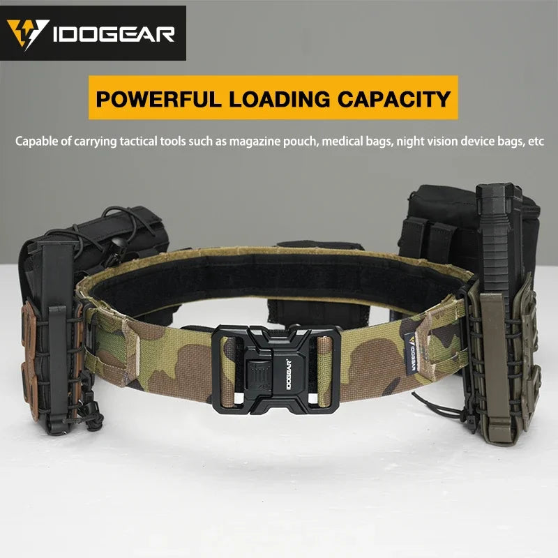 IDOGEAR-Cinturón táctico MOLLE de 2 ", cinturón MOLLE de liberación rápida con interior exterior ajustable para hombres, deportes al aire libre Airsoft 3444