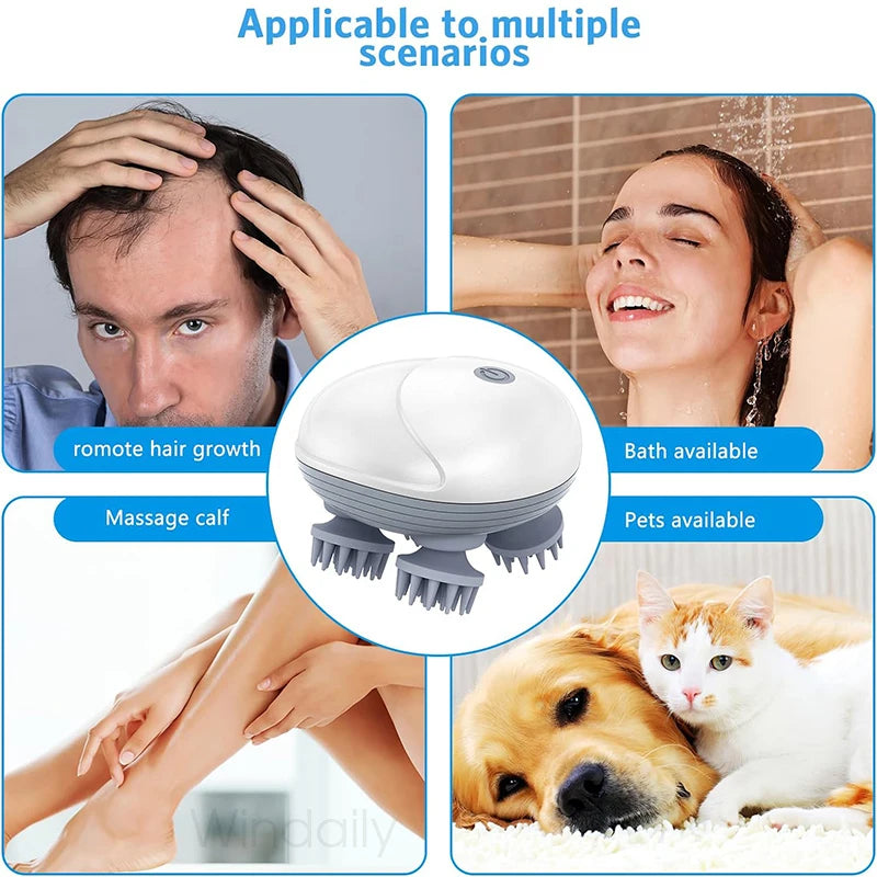 Masajeador Eléctrico para Cuero Cabelludo, Dispositivo Vibrador y Amasador para el Cuidado de la Salud, Masaje de Tejido Profundo para Hombros, Cuello, Piernas, Brazos, Masajeador para Mascotas