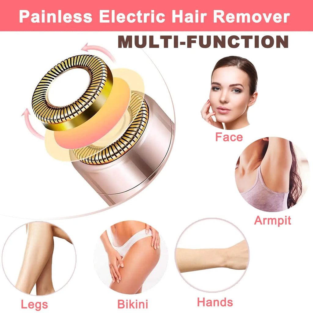 Depiladora facial para mujeres - como se ve en la televisión Afeitadora facial indolora - Dispositivo eléctrico de depilación para rostro, labios, melocotón, pelusa
